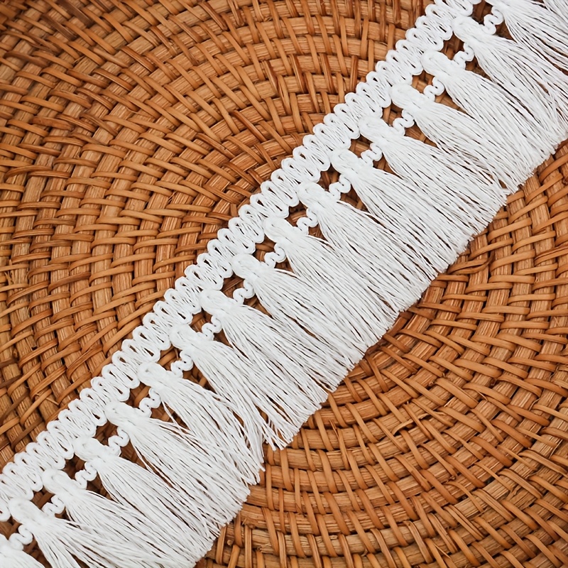 Image of 3 Yards 5cm Wide Checkered Tassel Lace Skirt Tablecloth Decoration Fringe Bag Hat Bedding Additions