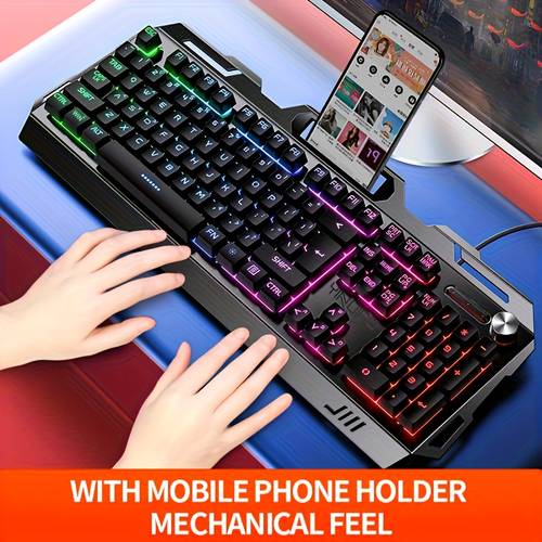 v2 computer wired keyboard gaming typing office universal usb plug in backlit keyboard compatible with windows system