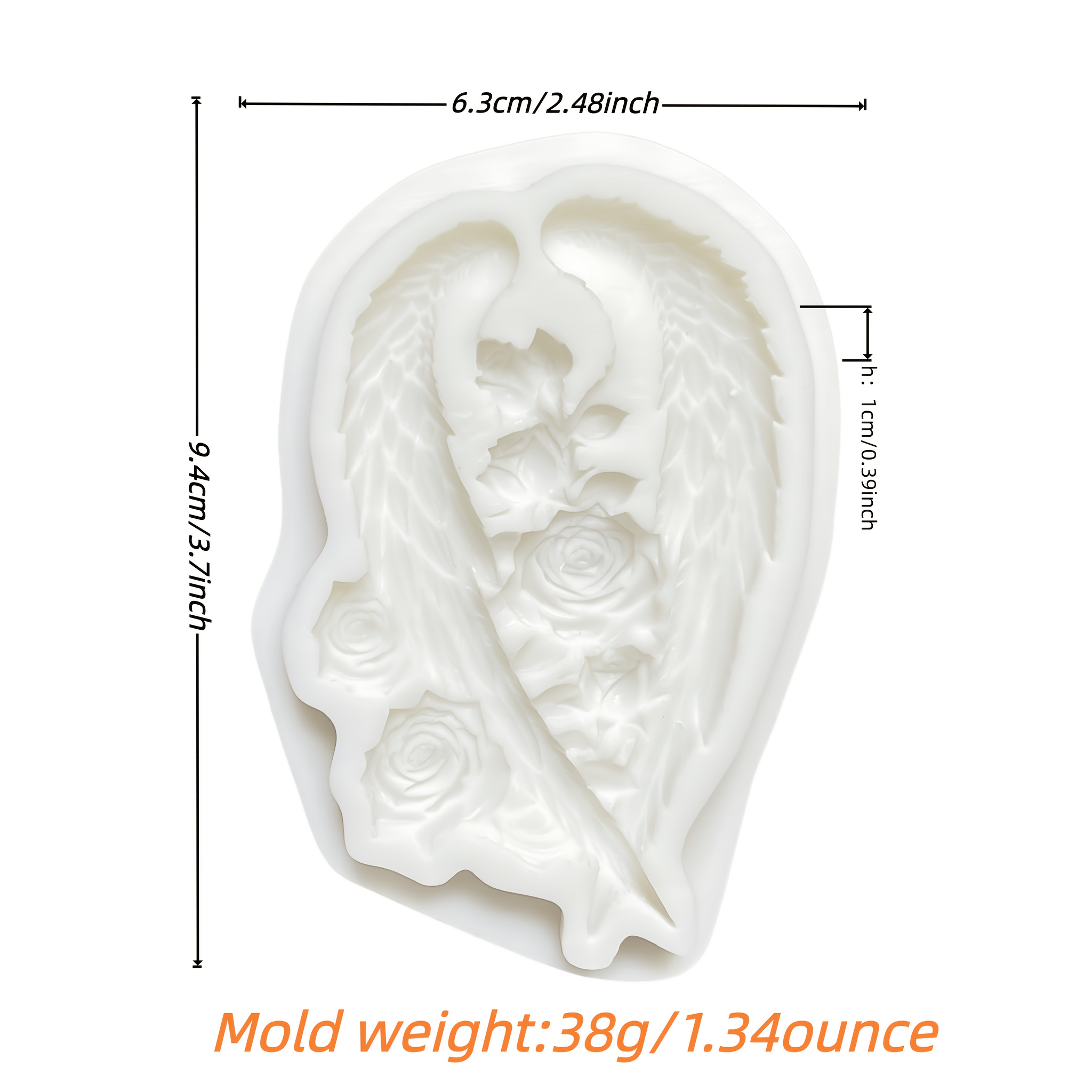 Image of A Single Black And White Wing Rose Silicone Mold, Featuring A Lovely , Ideal For Clay , Fondant, Chocolate, Cake Embellishments, Decorations , As Well As For Handmade Baking Projects