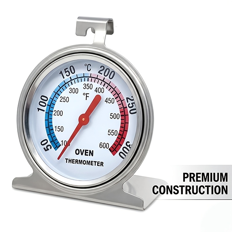 TEMU Oven Thermometer Large 3" Dial, Stainless Steel Oven Thermometer For Baking & Roasting, Dual Scale 100-600Â°f & 50-300Â°c, Hanging Hook &
