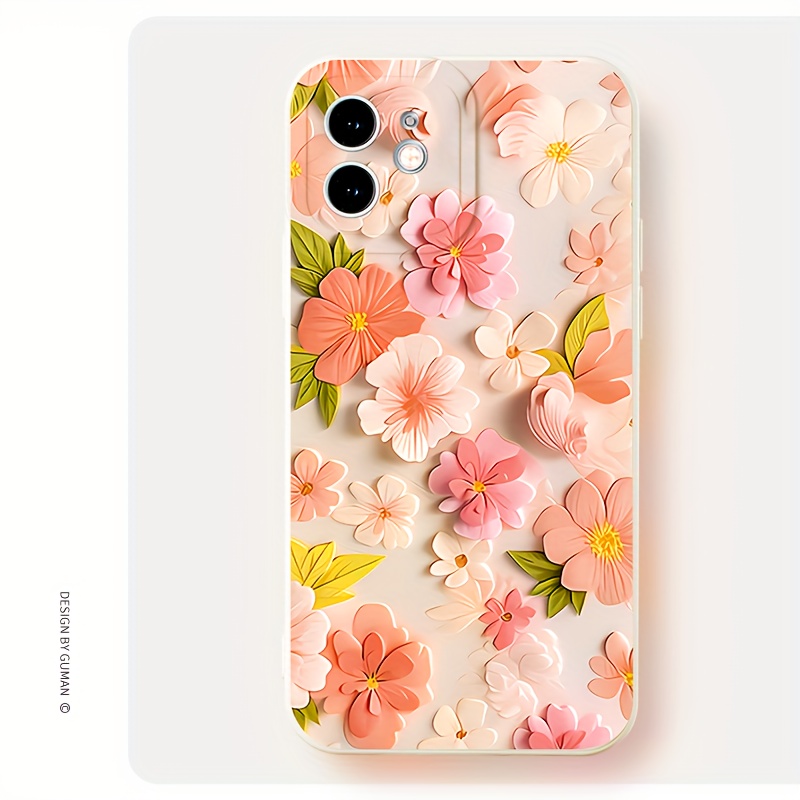 

Floral Tpu Phone Case For Iphone Series, Shockproof Aesthetic Soft Back Cover With Pink Design For Iphone 15 14 13 12 11 Pro Max Se 2020 X Xr Xs 8 7 - Cute Protective Case B2734q