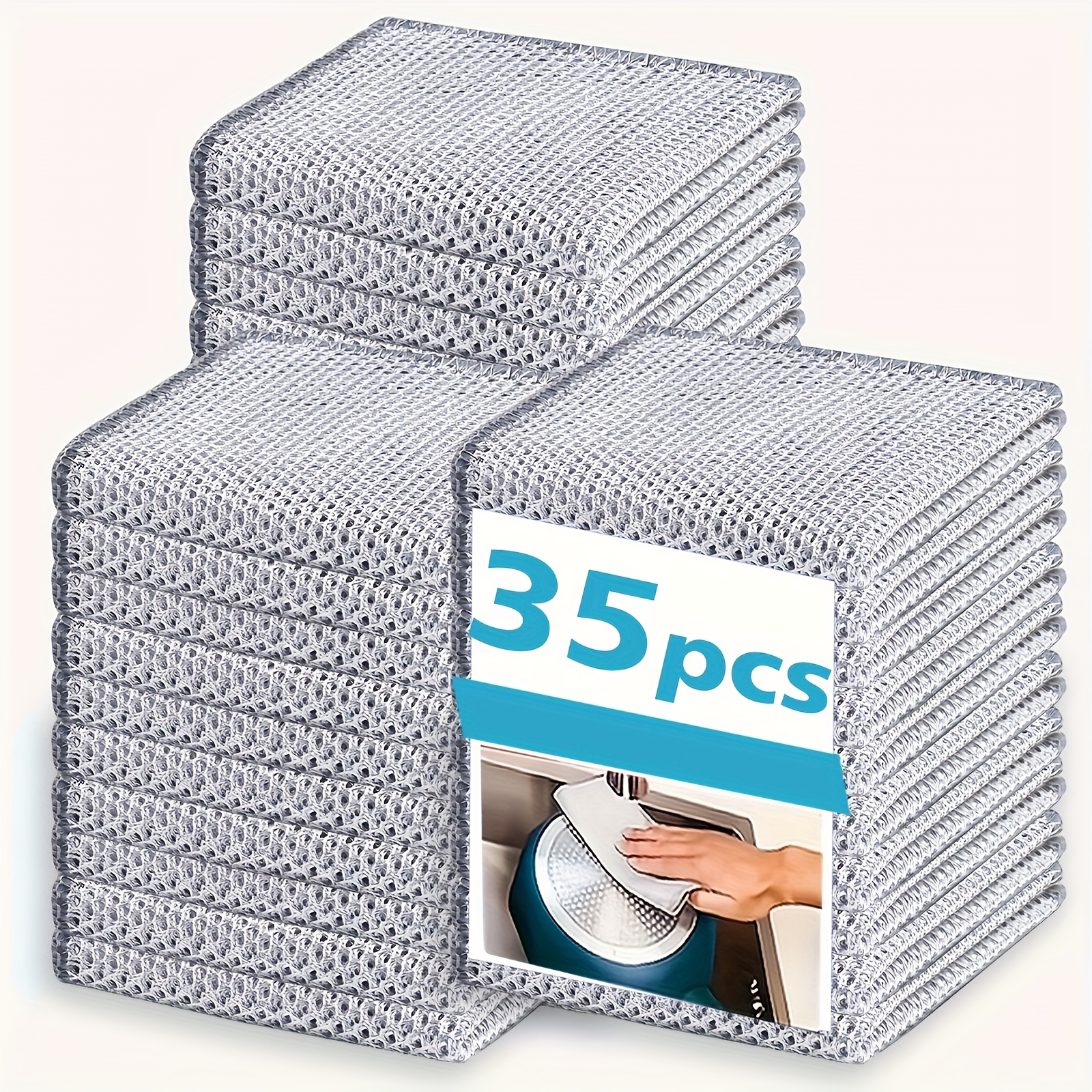 Image of Multifunctional Metal Cleaning Cloth, 25/35 Dish Towel, Kitchen Wiping Pad, Suitable For Dry And Wet Use, Fiber Cleaning Cloth, Designed For Metal And Tableware