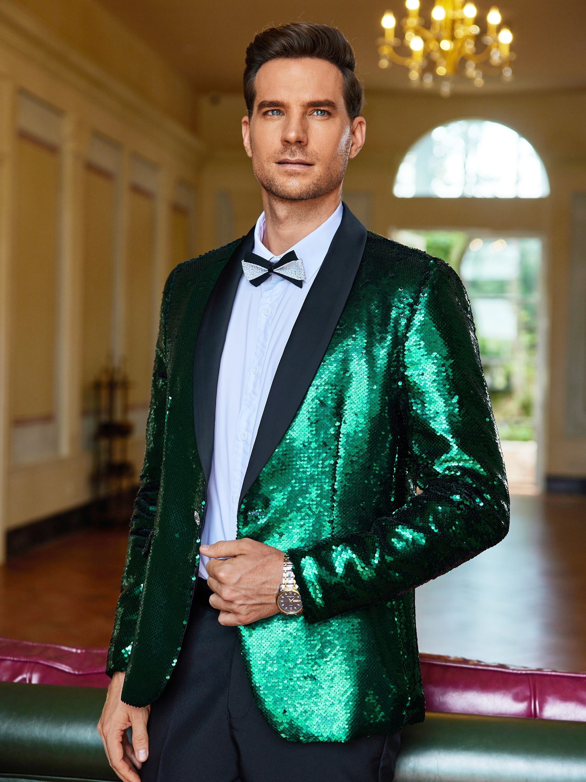 Mens Sequin Blazer Party Suit Jackets Men's Shiny Sequin Blazer - Main Image