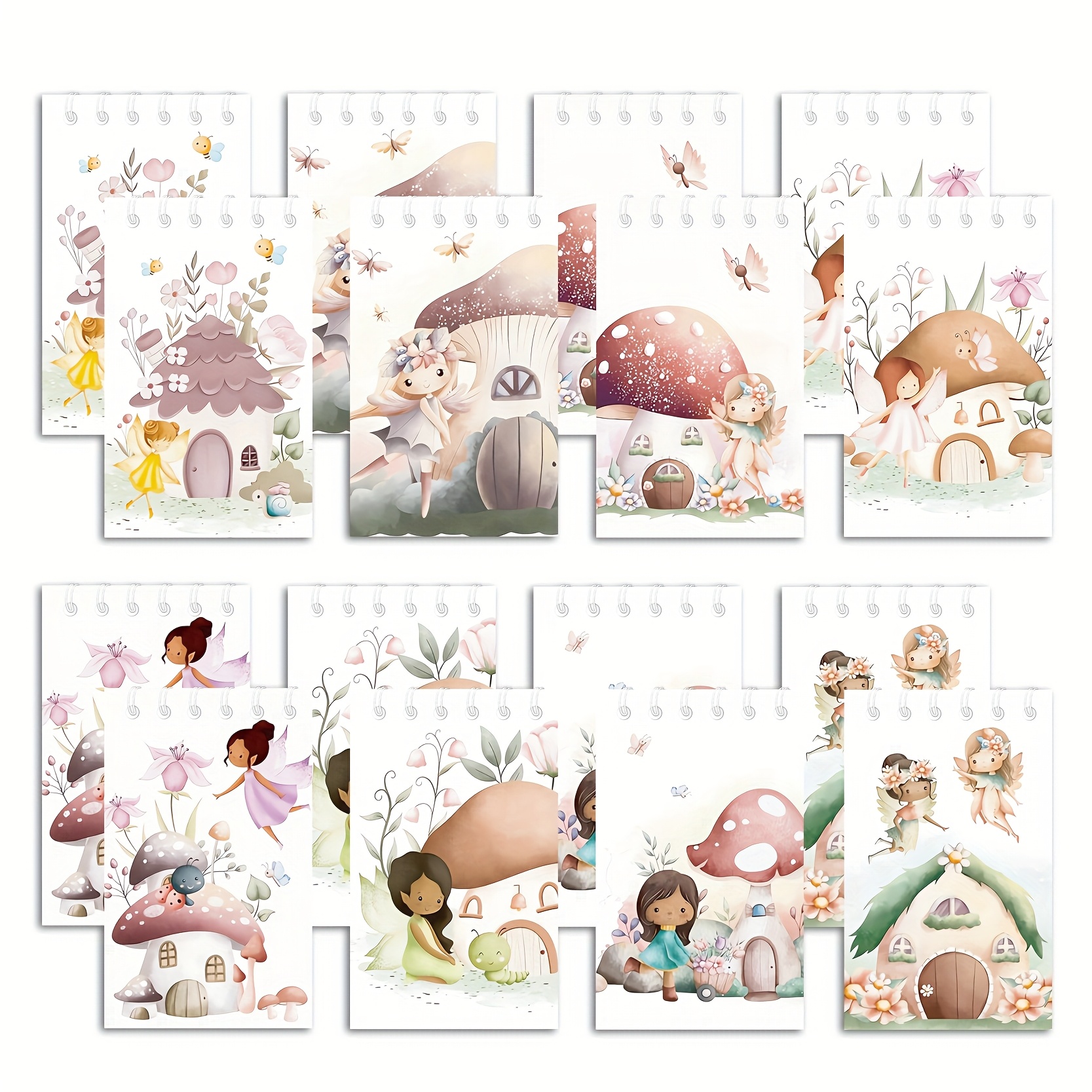 Image of 16pcs For Notebooks Cute Forest Wing Spiral Pocket Notepads Journal Memo Pads Party Favors For Fairytale Birthday