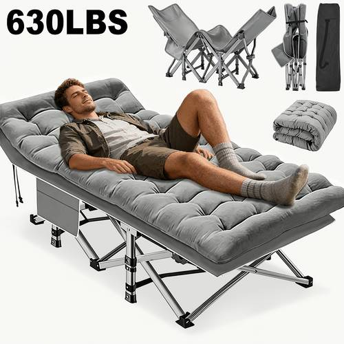 75 inch heavy duty queen size folding bed multi leg design support of bearing 120 430 530 630 portable camping bed with side pockets and mattress winter camping equipment space saving folding bed camping folding bed