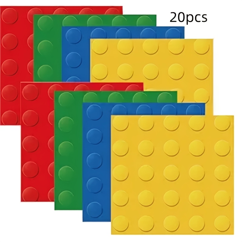 TEMU 20 serviettes colorées sur le thème des - 2 couches 6,5X6,5 pouces, articles de fête d'anniversaire jetables et décorations de table de fêtes