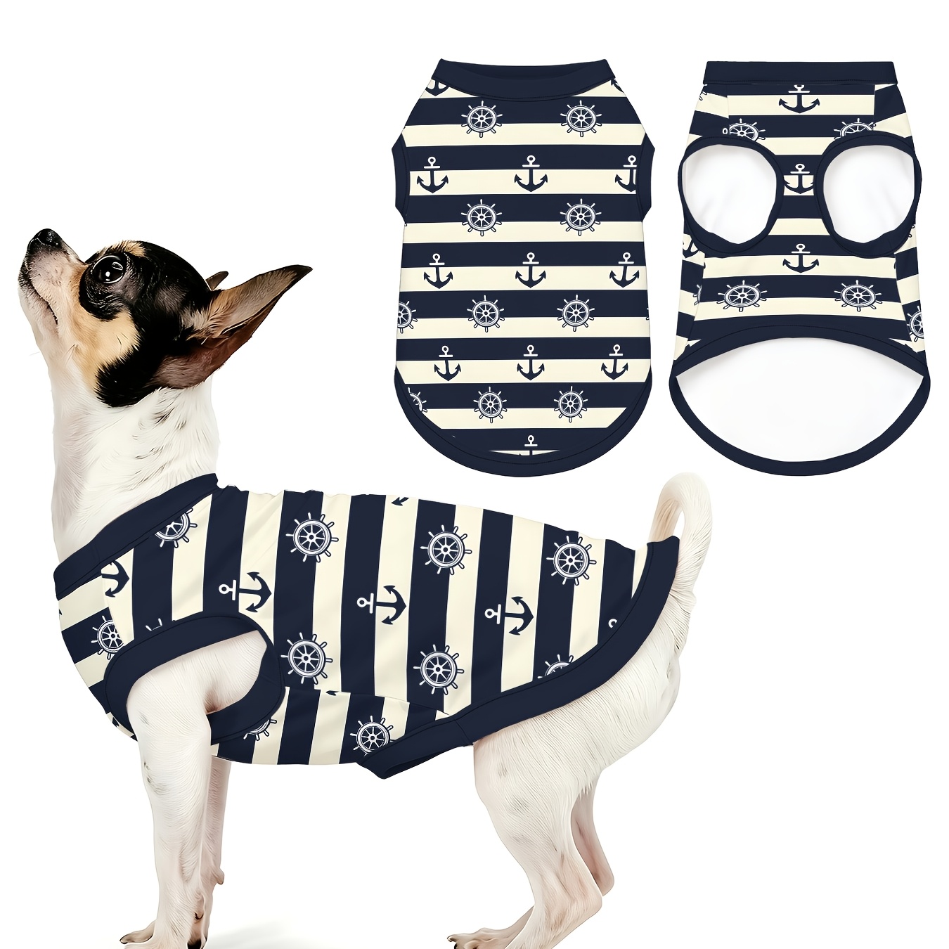 TEMU Striped Anchor Print Dog Vest