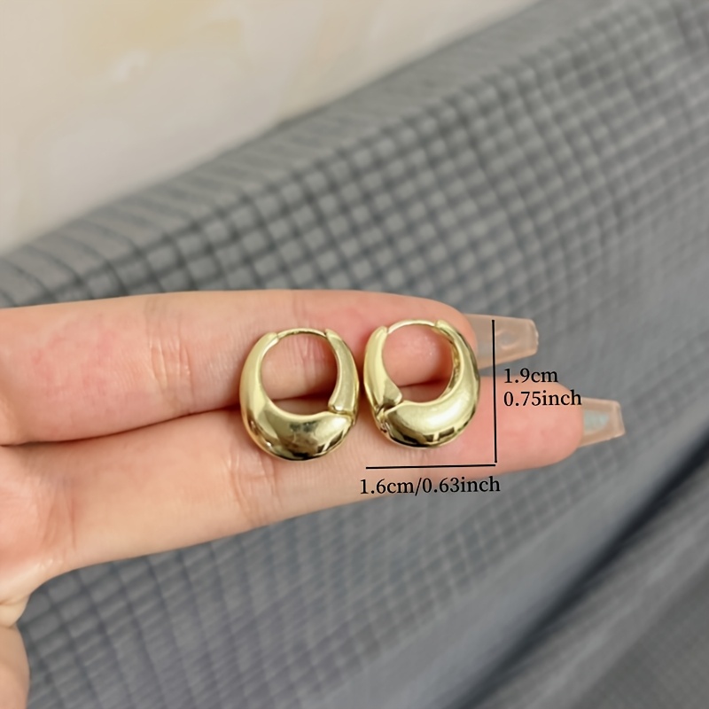 Geometric Oval Dangle Earrings Golden Alloy Stainless Steel Posts