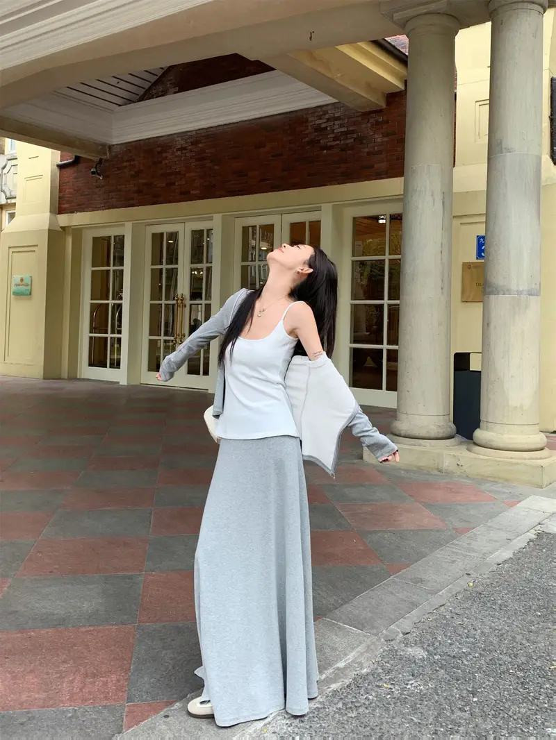korean grey dress Hanbok Women See Through Sleeve Dress, Korean Modern Hanbok Wrap Style Dress, Korea Modernized Daily Casual Party Hanbok Dress Gray Color