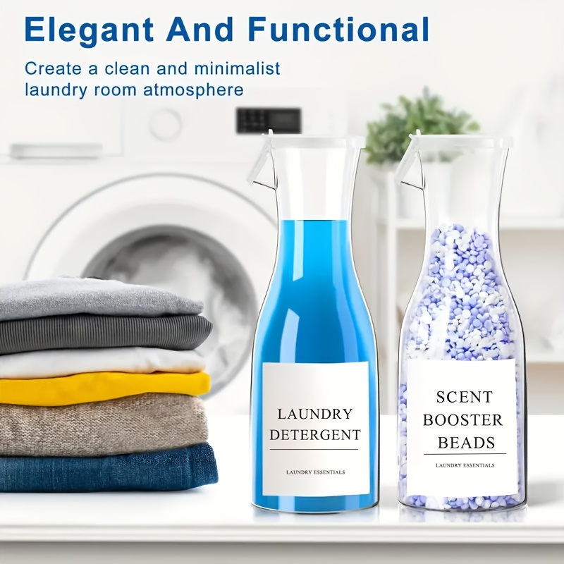 2pcs 20oz Laundry Detergent Dispenser Bottles with Waterproof Labels -,  Fragrance-Free for Fabric Softener, Bleach Scent Booster Beads Sturdy  PET