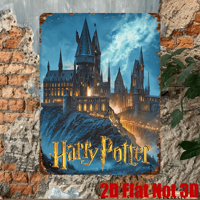 TEMU 2D Plat - 1pc 2D Plat, Thème Harry Potter, Panneau Décoratif Métallique Style Rétro, Convient pour Salon, Cour, Garage et Autres Scènes, Est de
