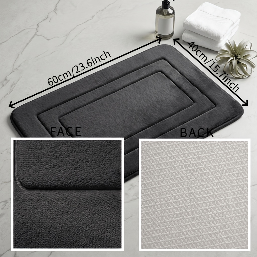 TEMU Tapis de sol en peluche douce couleur avec antidérapant en PVC, d'absorber une petite quantité d'eau. Présente un motif géométrique simple,