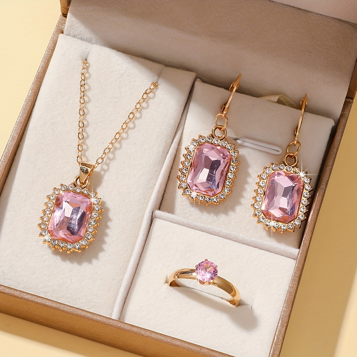 HSAJS Parure Collier Et Boucles D'Oreilles Mariage Rose Gold - Bijoux Goutte D'Eau Opale Pour Femme
