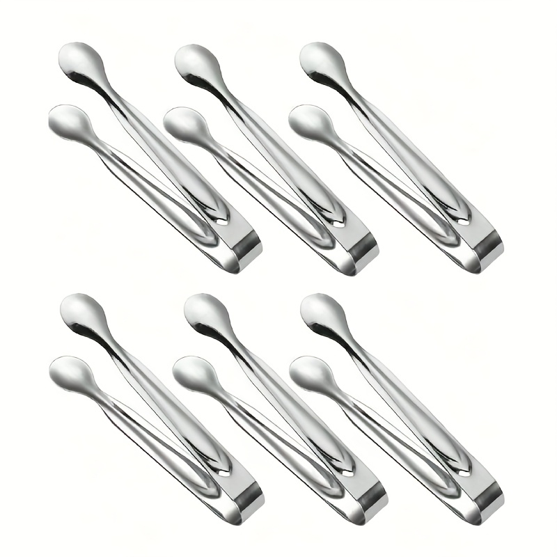 TEMU Stainless Steel Mini Food Tongs, Versatile Kitchen Baking Tool For Gripping Sugar Cubes, Ice, And Fruits; A Handy Assistant For Home Tea And