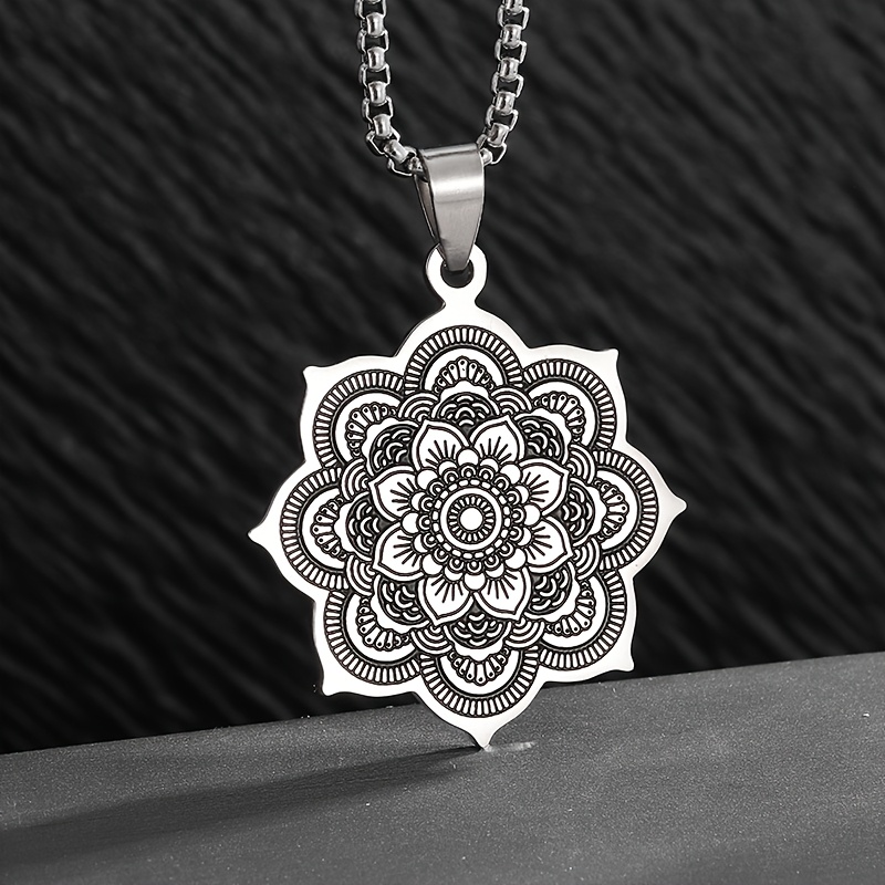 Image of 1pc Mandala Stainless Steel Necklace Yoga Men And Women Pendant Necklace Party Banquet Additions Gift