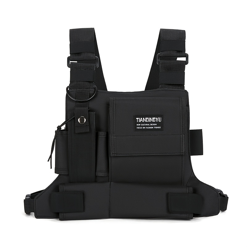 TEMU Outdoor Cycling Bag Lightweight Running Vest Backpacks Unisex Hiking Marathon Chest Rig Bag Storage Pocket Men Sports Chest Packs