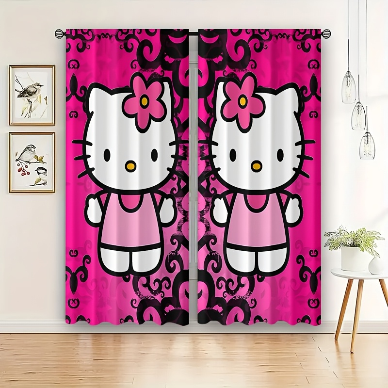 

2pcs Sanrio Cute Cartoon Printed Blackout Curtains - Sun-blocking Curtains For Decorating Windows In Kitchens, Bedrooms, Offices, And Living Rooms, As Well As Door Curtains.