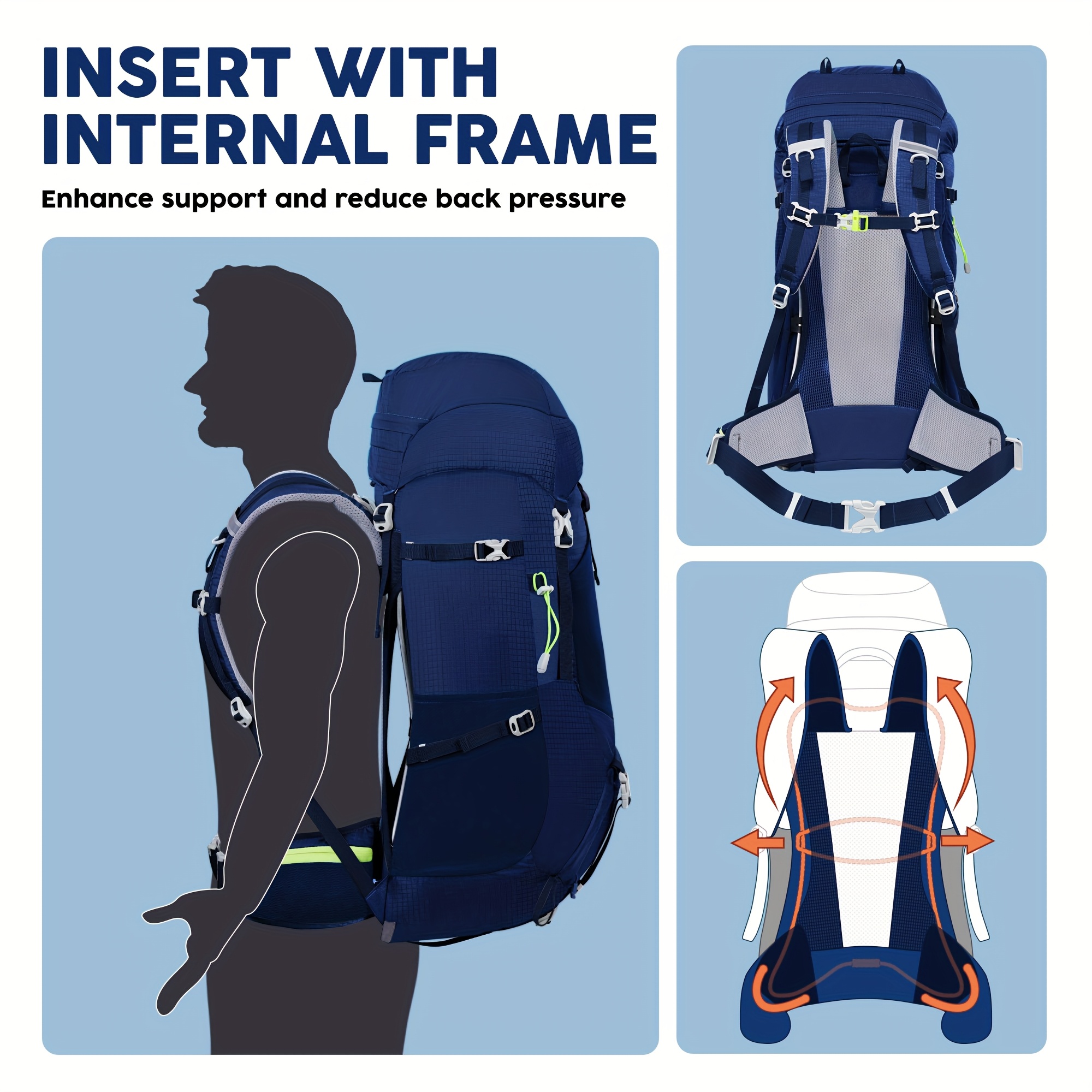 65l internal frame hiking backpack suitable men women - Temu Bahrain