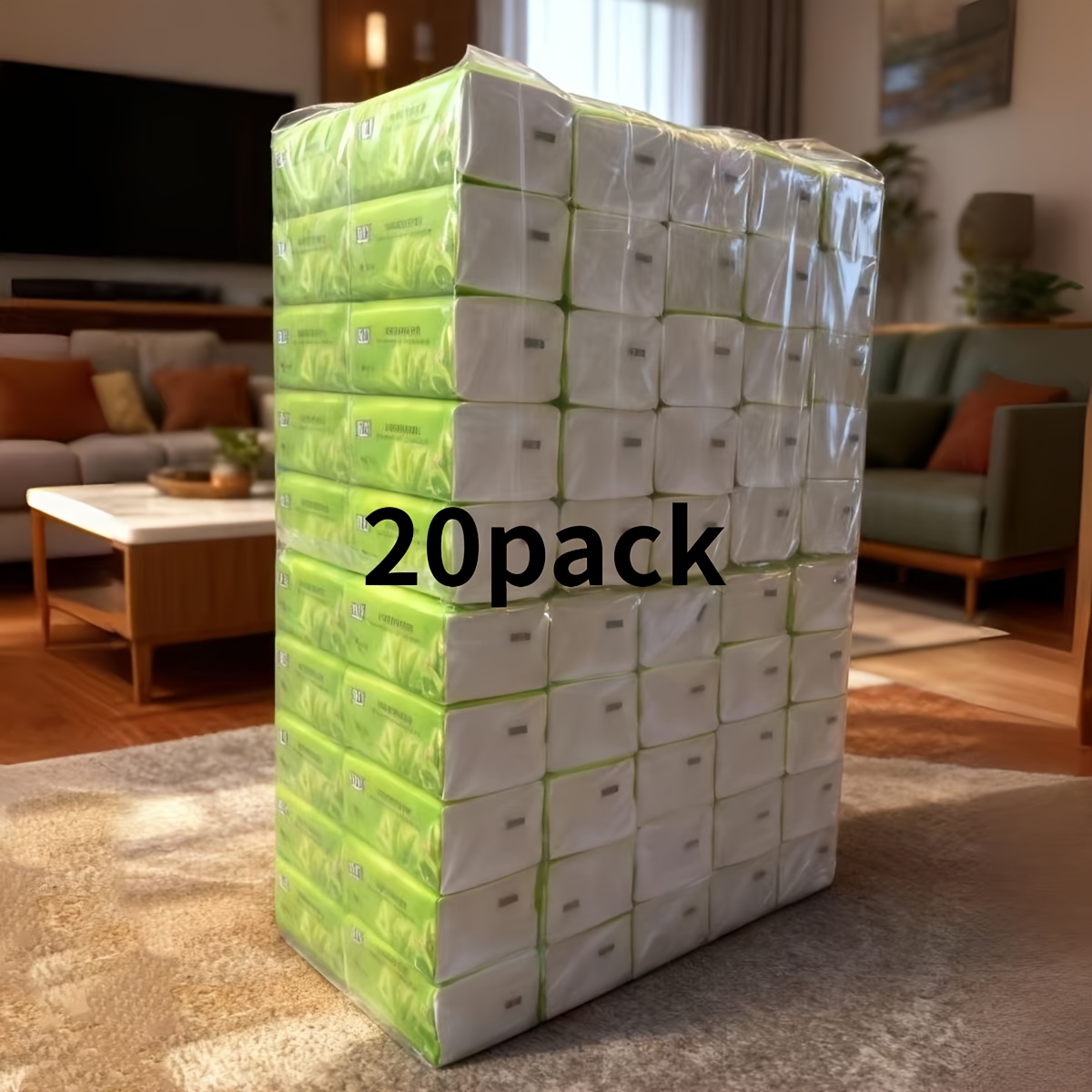 TEMU 6000 Sheets/20 Packs Strong And Soft Toilet Paper , Household Napkins, 4-ply Thickened, Suitable For Home, Dormitory, Office, Combining