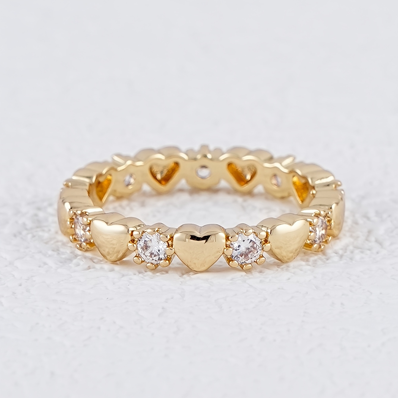 TEMU 1pc Sweet Romantic Synthetic Zirconia Heart-shaped Ring, Suitable For Minimalist Women's Dating, Daily, Party, Music Festival Jewelry
