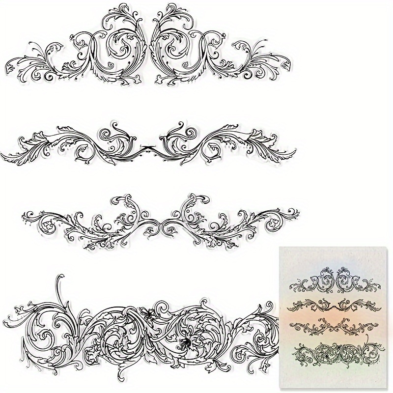 Image of 1pc Of Floral Lace Transparent Stamp For Card Making Decoration Diy Scrapbooking, Lace Wire Frame Clear Rubber Stamp For Making Embossing Craft