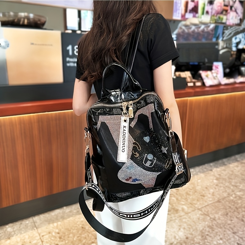 popular stylish womens backpacks rhinestones Temu