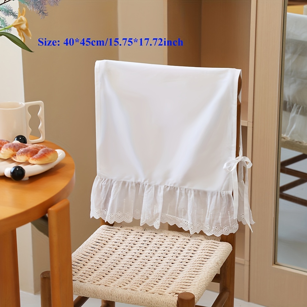 TEMU de cojín para silla de estilo francés, de , blanca, minimalista, con dobladillo de volantes y bordado , para uso doméstico, para silla de madera