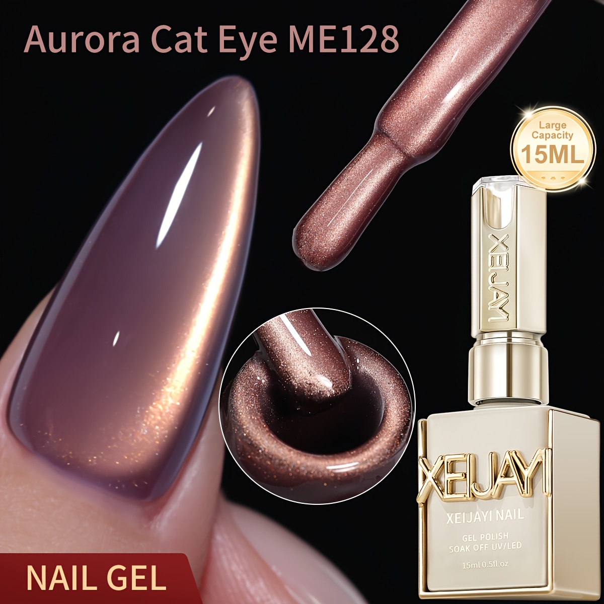 Image of 1pc Cat Eye Nail Trends Holographic Nail Art 15ml Reflective Magnetic Nail Gel Soaking Led Gel Salon Female Nail Art Tools Gel
