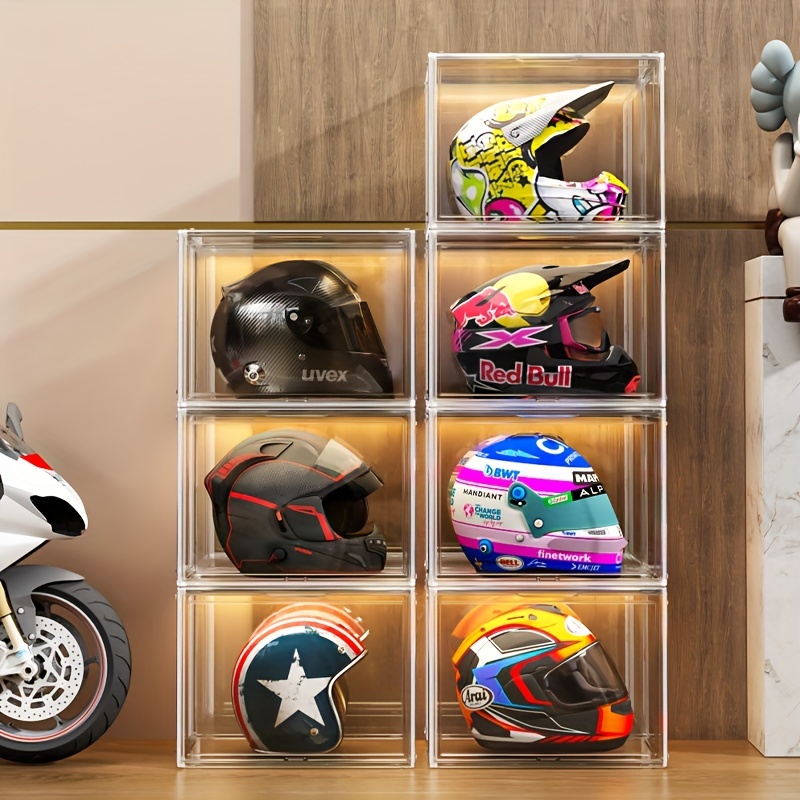 

1pc Storage Box For Helmets, A Motorcycle Helmet Display Box, A Household Handcraft Cabinet, A Motorcycle Gear Rack, And A Storage Box