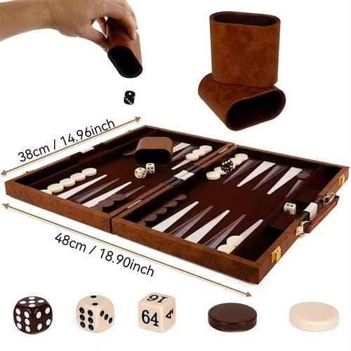 15inch backgammon set classic folding board with pu leather case portable travel game ideal gift package for strategy lovers
