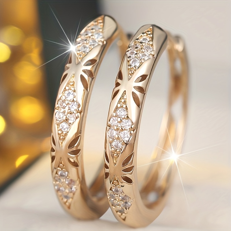 a pair of vintage bohemian micro pave colored synthetic synthetic zirconia womens hoop earrings suitable for daily party banquet wear