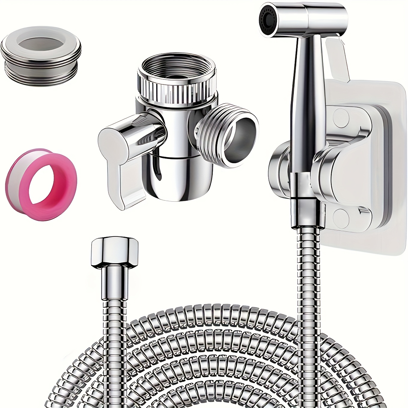 Hand-Bidet-Sprühset Mit 1-in-2-Umsteller - Edelstahl WC-Sprühkopf - Einfache Montage - Schwarz