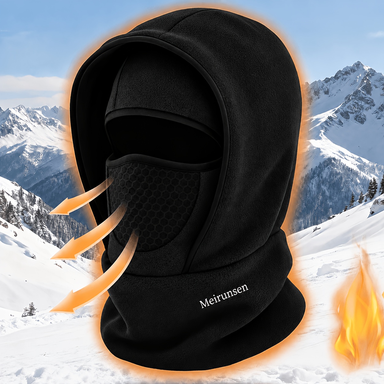 TEMU 1pc Winter , Unisex Plush Lined Hooded Hat With Short Brim, Style Neck Cover Cap, Outdoor Casual Headwear For Men Women, Travel Hat