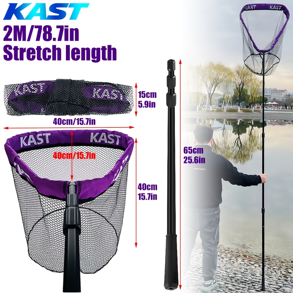 Landing Net , Head And Pole, Telescopic And Foldable, Fishing Additions And Supplies, Suitable For Freshwater And Saltwater