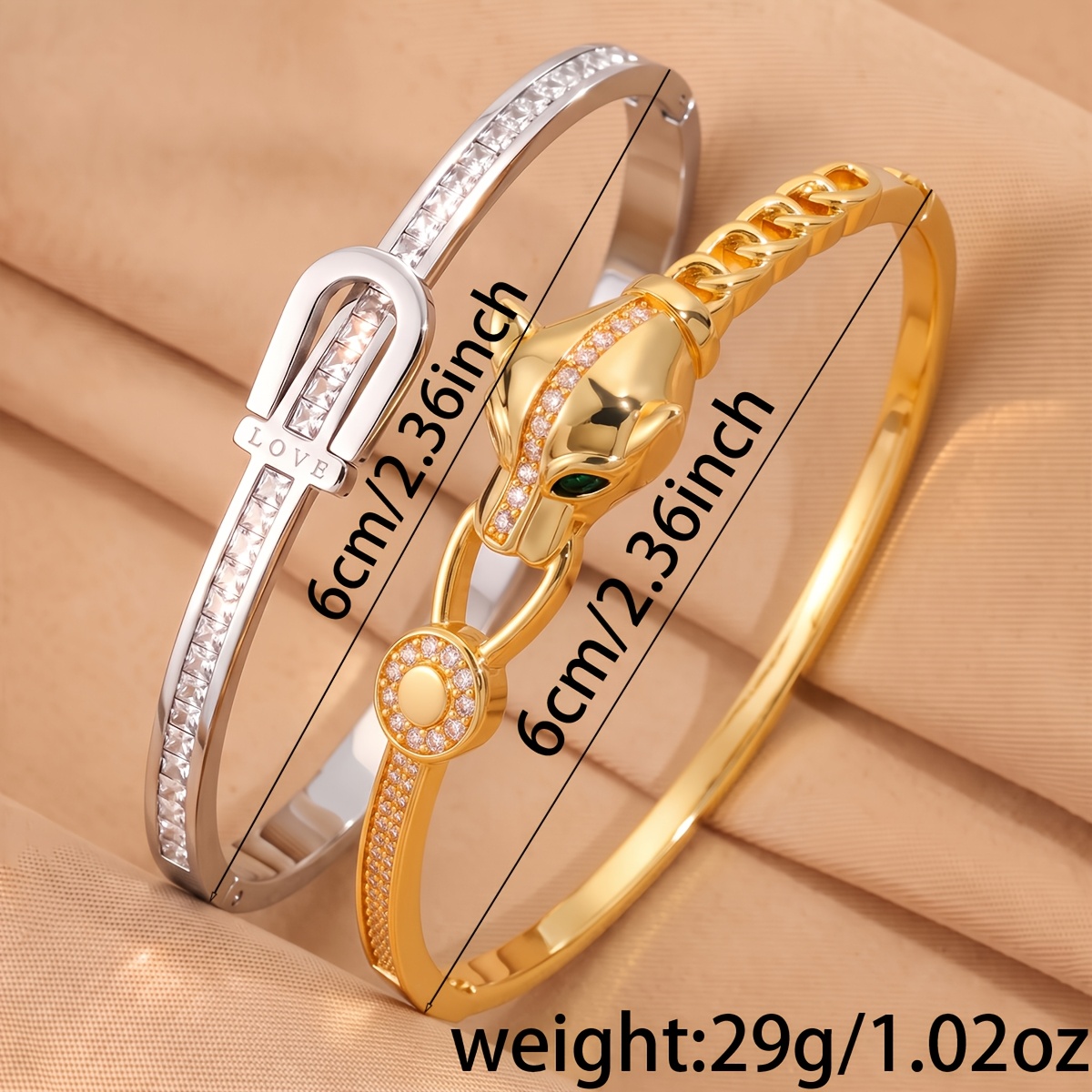 2-Pack Animal Style Stainless Steel Bangle and Copper Bangle Set