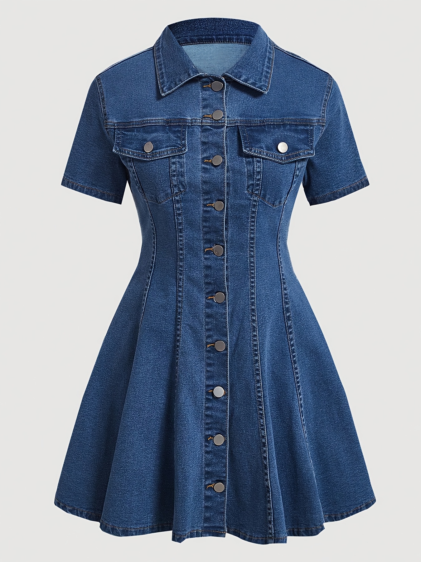 218735#26SS Elegant Spring-Summer-Autumn Date Denim Dress with Bag Cover Decoration