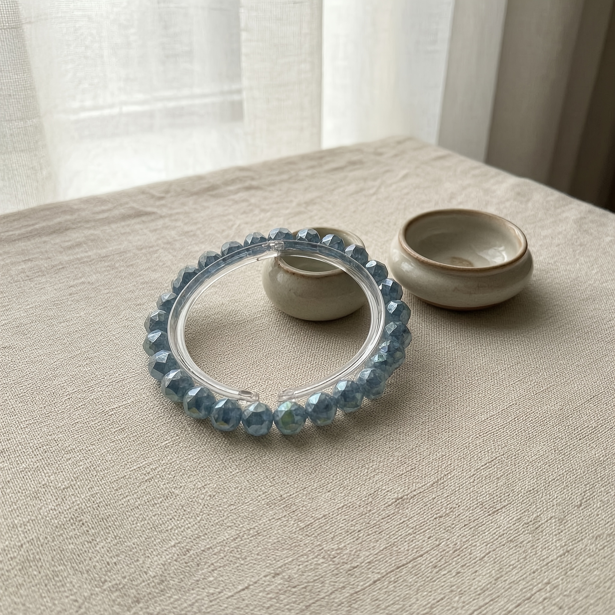 Natural Matte Blue Faceted Crystal Bracelet