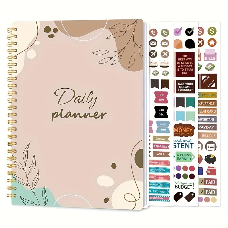 

Trees Adult Daily Planner Pad With 52 Sheets, 8"x5.5", Undated To-do List, Spiral Agenda, Priorities, Notes, Mood & Water - Productive Work Planner