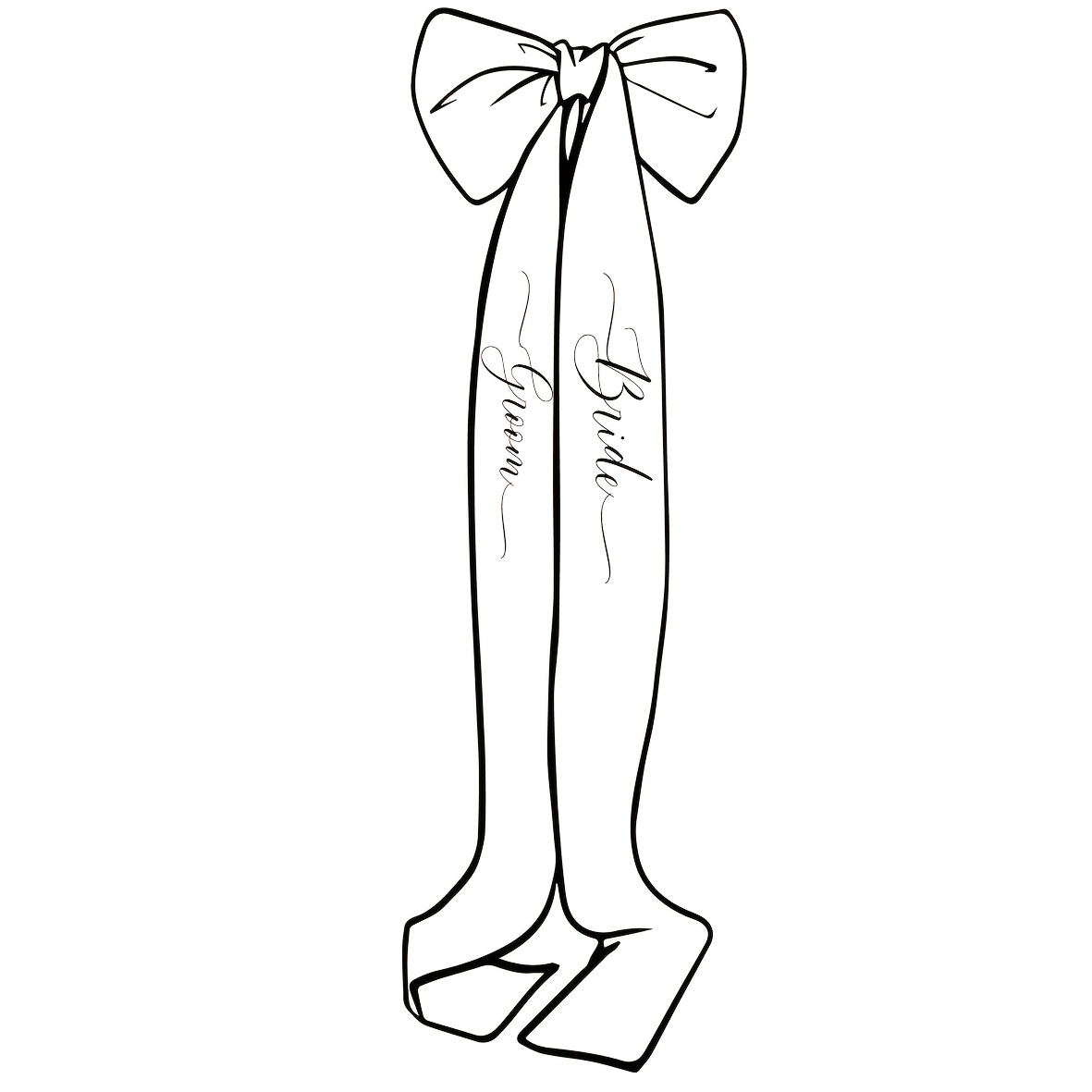 Image of Bride And Groom Chair Ribbons, Couple Ribbons, Wedding Decoration Fabric Signs, Reserved Seating Signs