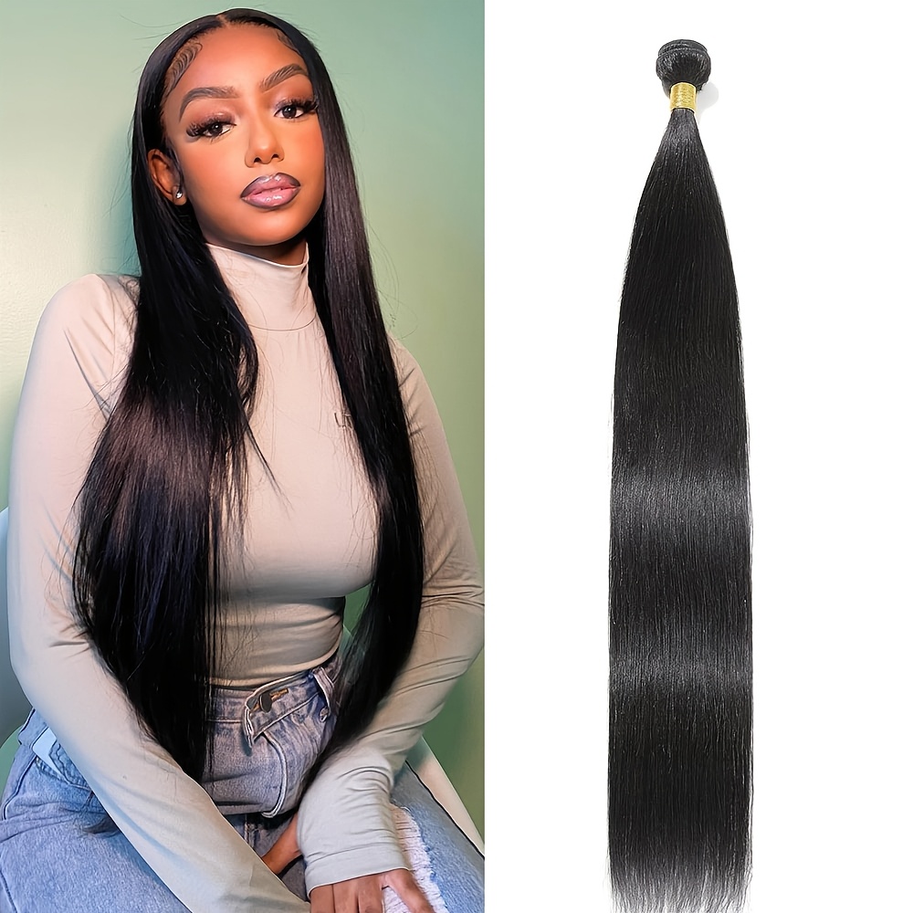 Image of Single Bundle Real Human Hair 12a Dream Lengths Straight Weft - & Natural Layers, Suitable For Holiday Glam, Volume Boosting & Quick Wefts For Dreadlock Maintenance, European