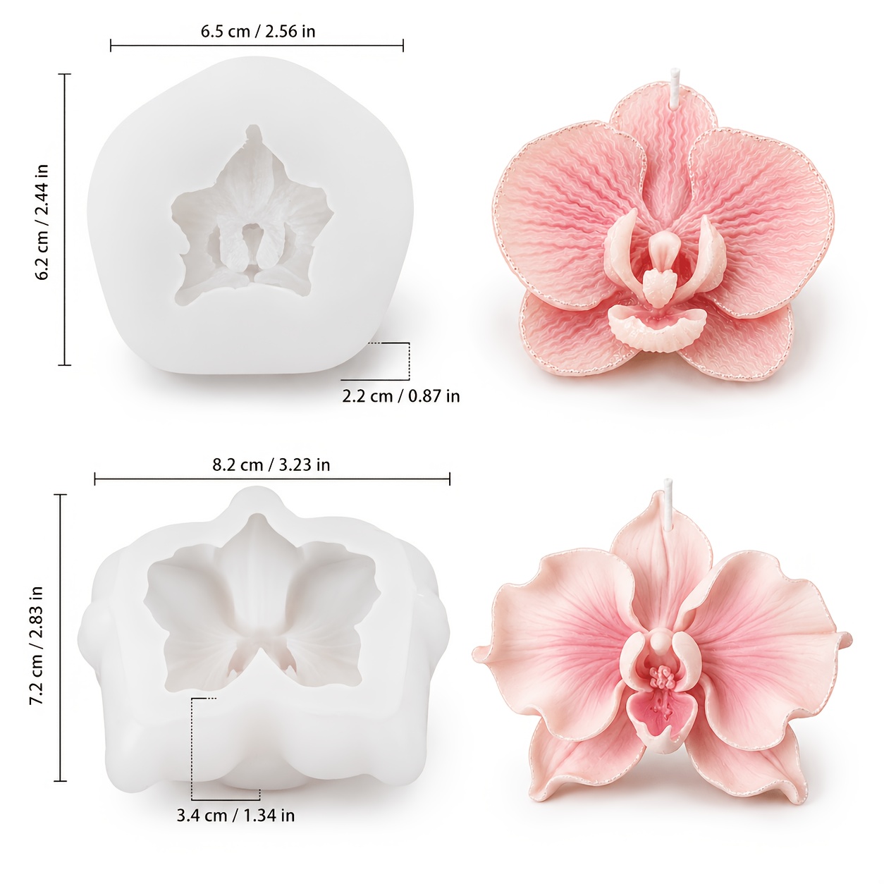 TEMU Moule à bougie en silicone, lot de 2 moules à bougie en silicone , moule de 3D floral papillon pour bougies décoratives en cire, moule en