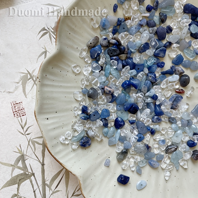 Image of 60pcs Natural Stone Beads Suitable For Making - Blue Irregular Shaped Beads With , Loose Bead Bracelets, Necklaces, Handcrafted Beading Supplies For Bracelet & Necklace Crafting