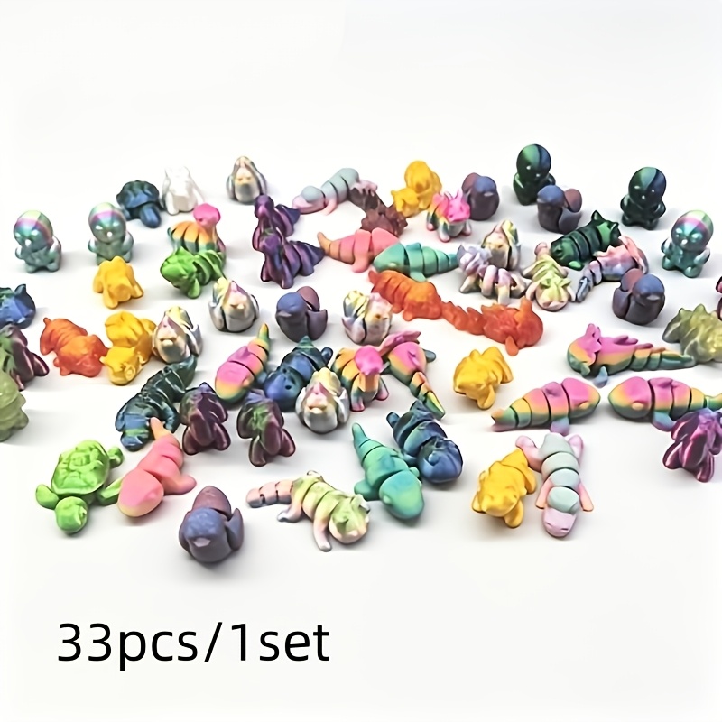 33pcs 3D Printed Animal Kingdom Toy Figure Playset