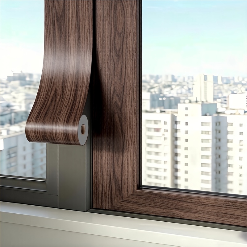 TEMU 1 Rotolo di Adesivo Lussuoso per Bordi di Finestre con Legno, Stacca e Incolla, Materiale in PVC Impermeabile, per Decorazione di Cornici di