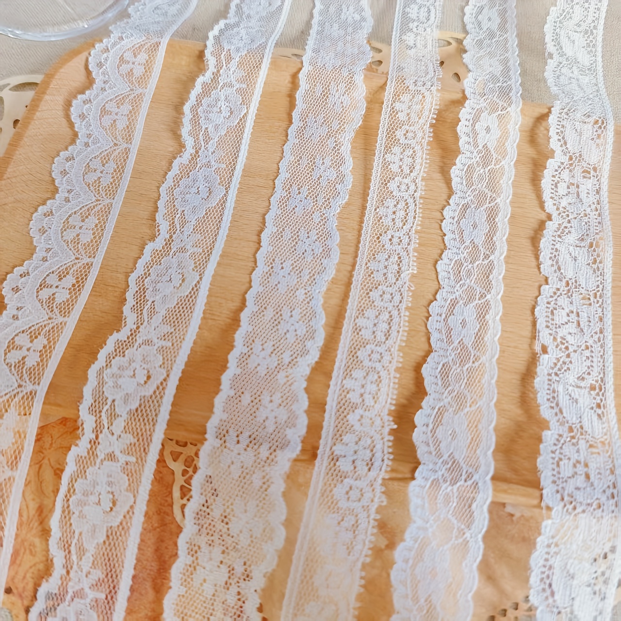 TEMU 6 Different Styles, Each With 3 Yards Of Vintage White Lace Ribbon - Delicate Lace For Diy Scrapbooks, Doll Clothing, And Sewing Projects -
