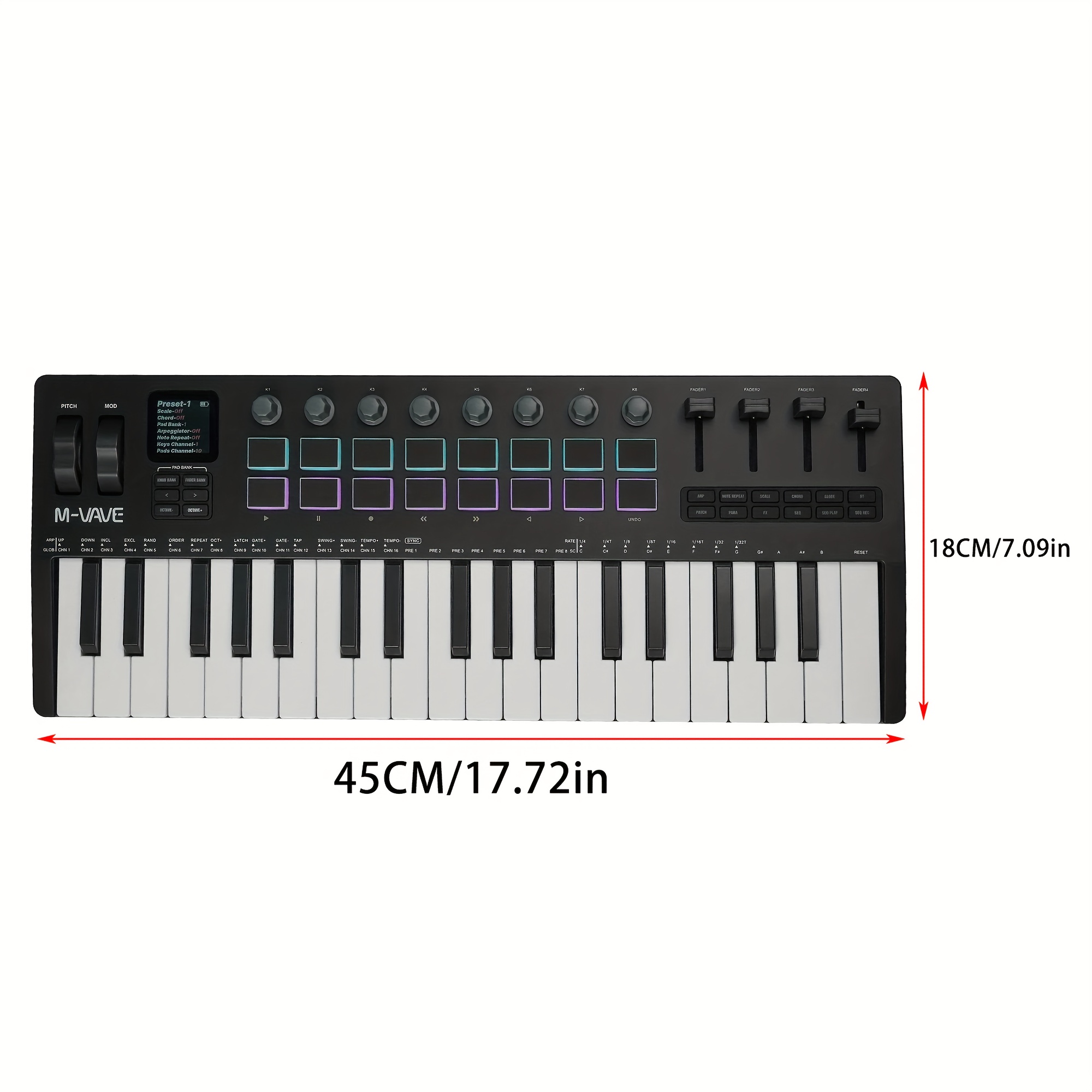 m smk 37 pro 37 key midi keyboard 16 rgb pads 8 knobs - Temu