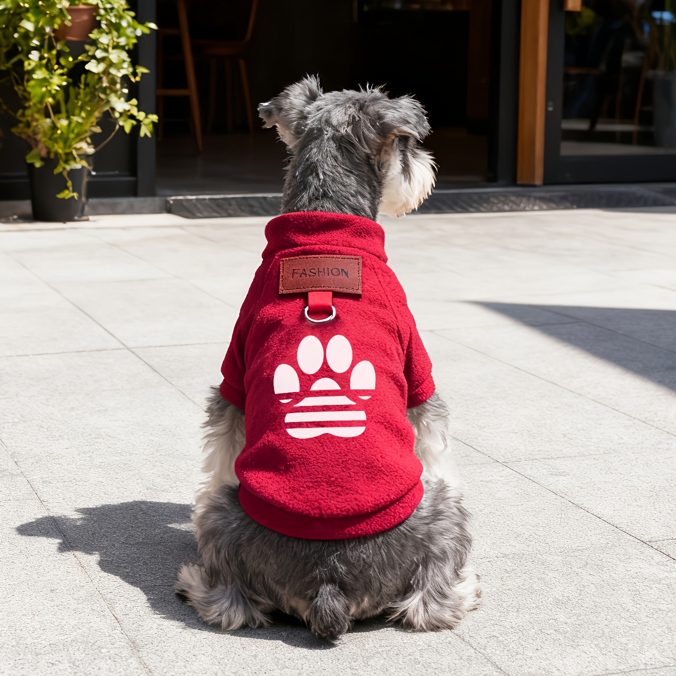 TEMU Warm Dog Sweatshirt With D-ring, Fall Winter Pet Puppy Pullover Sweater, Fashion Paw Print Dog Clothes For Small Medium Dogs, Soft Windproof Dog