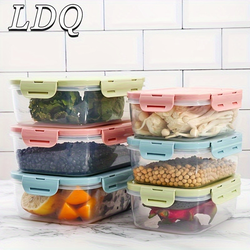 

3-piece Plastic Lunch Box Set - 13.53oz/27.05oz/43.96oz Multipurpose With Lids, Rectangle Sealable Food Grade Kitchen Fridge Organizer For Vegetable And Fruit, Microwave Safe