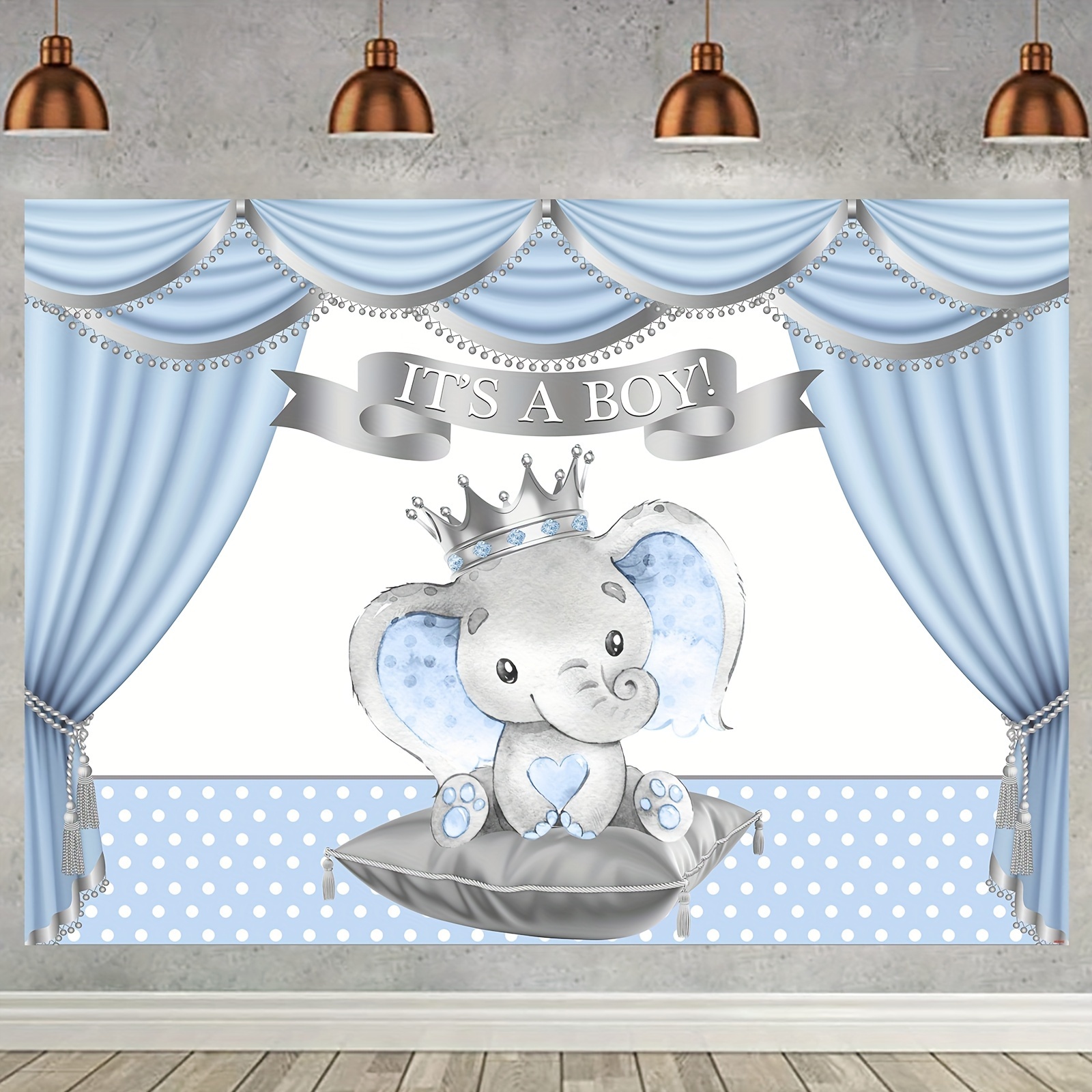 

1pc 7x5ft Blue Elephant Baby Shower Backdrop Fresh Prince Curtain Baby Shower Photography Background Party Banner Supplies Birthday Elephant Baby Shower Party Decorations Banner For Boy