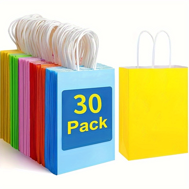 

30pcs Paper Gift Bags With Handles - Assorted Vibrant Colors, Ideal For Christmas, Halloween, Birthdays, Showers, Crafts, Weddings, Party Supplies, Small Gift Bags